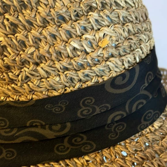 Walt Disney World Straw Hat Adult size with Mickey Head fabric band around hat main image 4